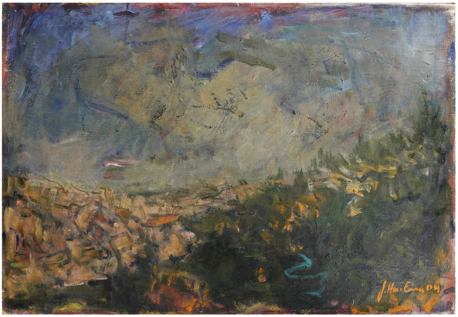 Judith Har Even (Israeli, 1926-2017): Landscape in Twilight, 2004, Oil on canvas, 50 x 74 cm, Signed and dated