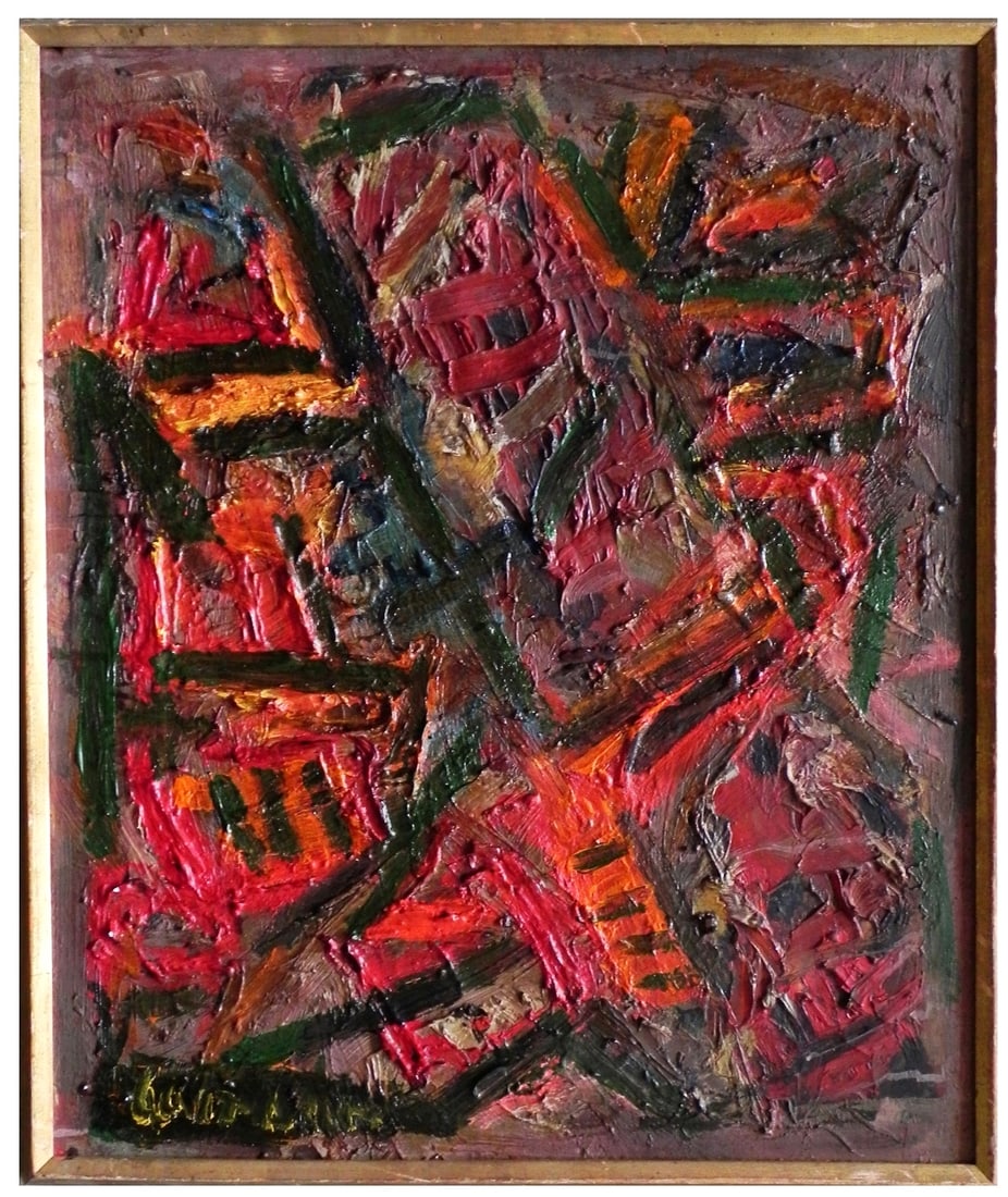 David (Lanberg) Lan-Bar (French - Israeli, 1912-1987): Composition, 1959, Oil on canvas, 60 x 50 cm, Signed and dated on verso