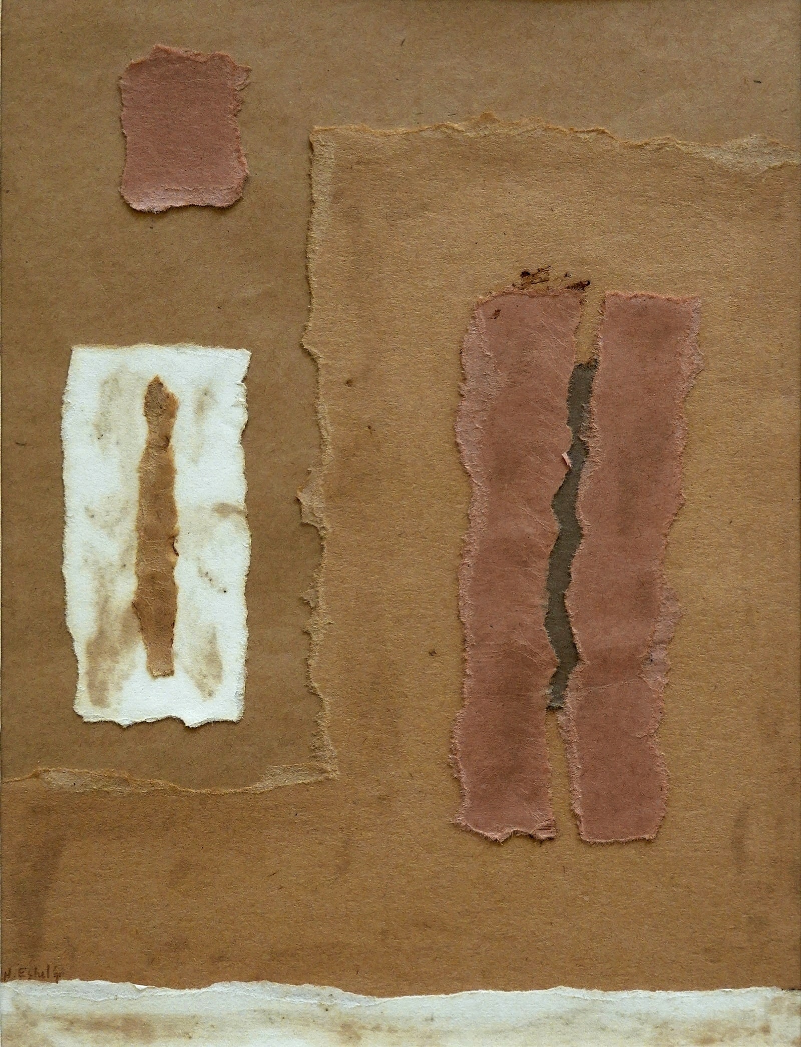 Hanna Eshel (American - Israeli - French, 1926-2023): Composition, Collage on paper, 29 x 22 cm, Signed and dated