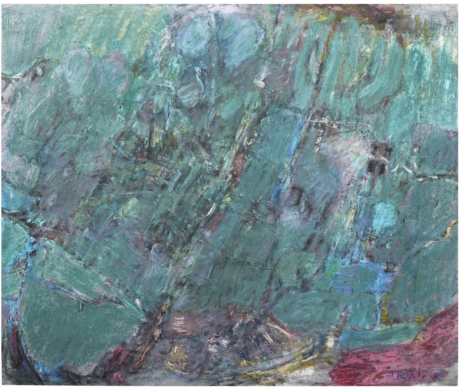 Albert Yohai (Israeli - Egyptian, 1931-2008): Abstract landscape, Oil and pastels on paper, 74 x 85 cm, Signed