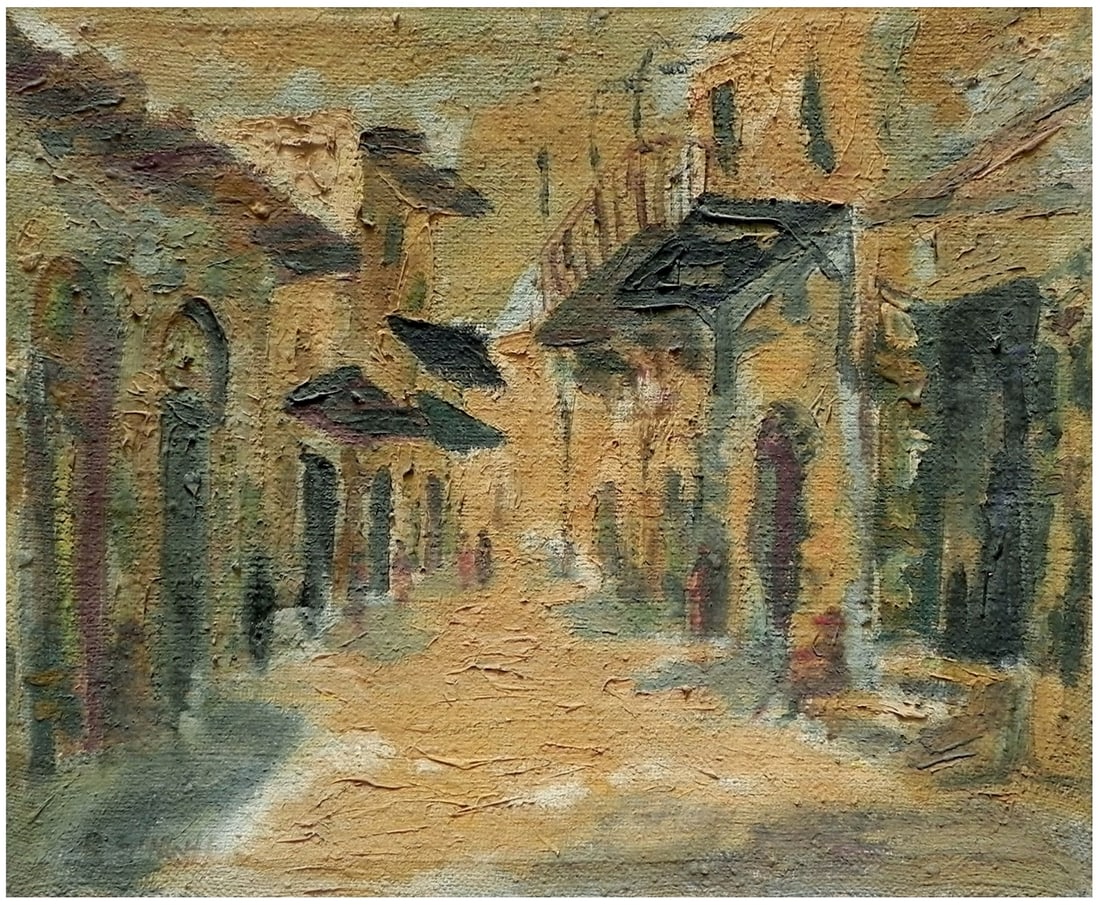 European School (Mid-20th Century): Alleyway in the Old City of Jerusalem, Oil on canvas, 50 x 60 cm, Signed