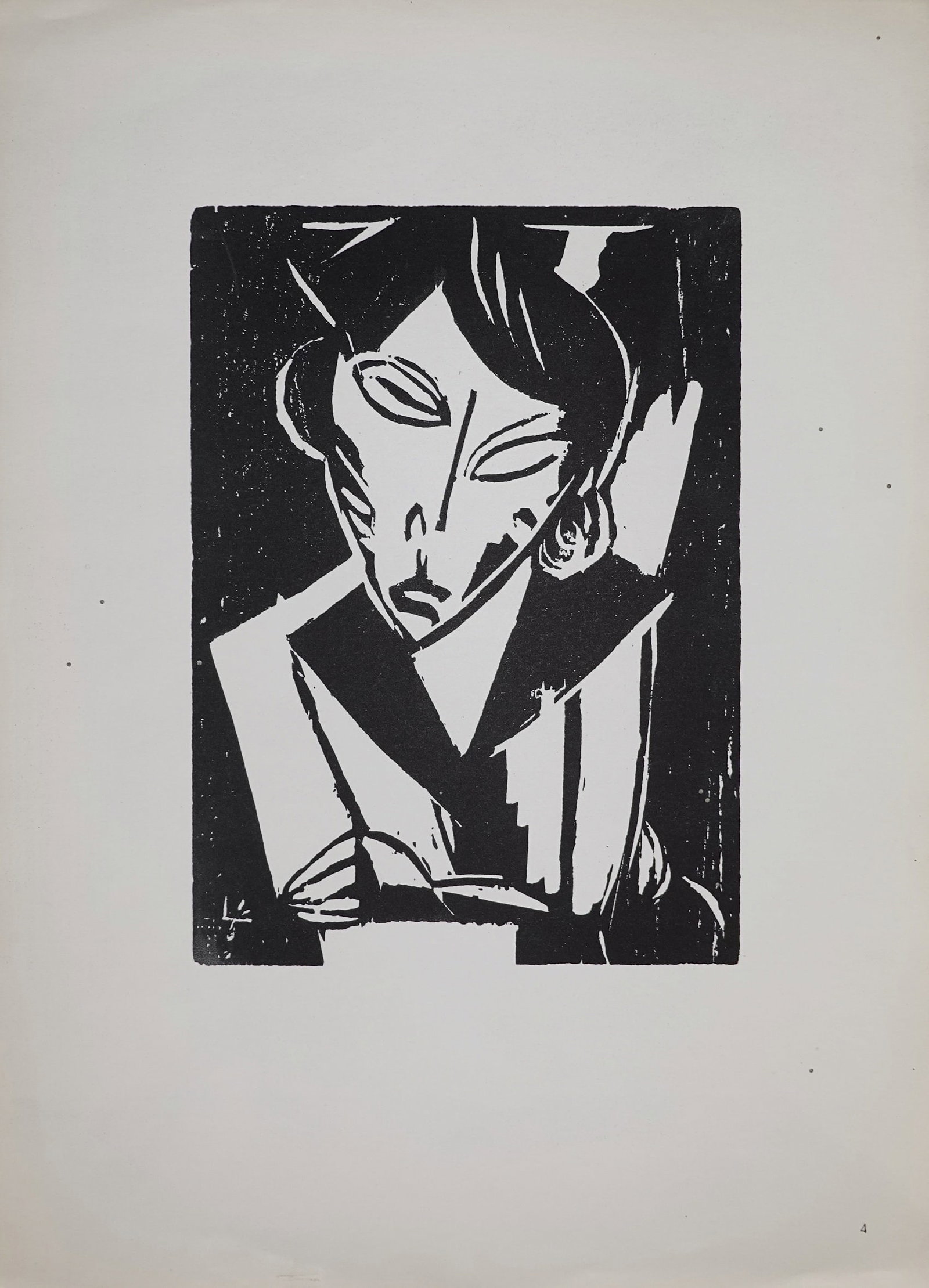 Lasar Segall (Lithuanian - Brazilian, 1889-1957): "Mulher de Braços Cruzados" (Woman with Crossed Arms), 1913, Woodcut, 38 x 27 cm, Signed with initials in the plate