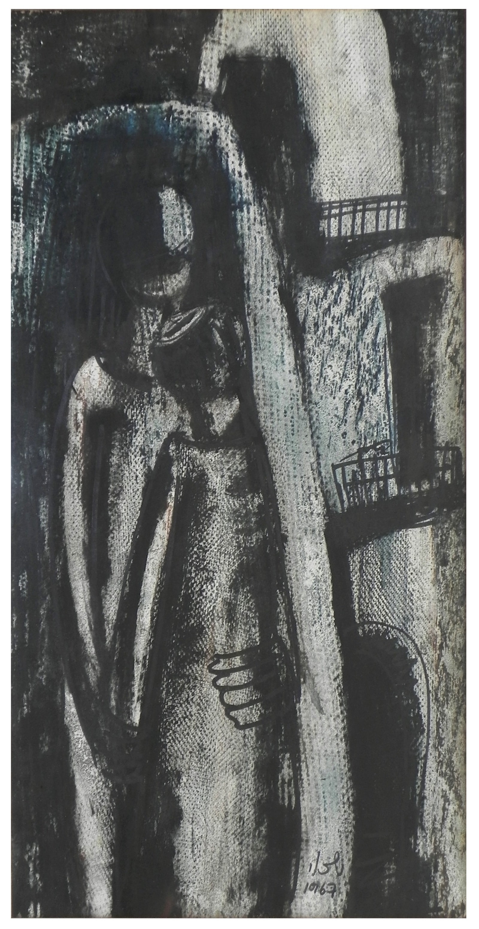 Shalom Sechvi (Kokotek) (Israeli - Polish, 1928-2013): Mother and child, 1967, Watercolor on paper, 53 x 27 cm, Signed and dated