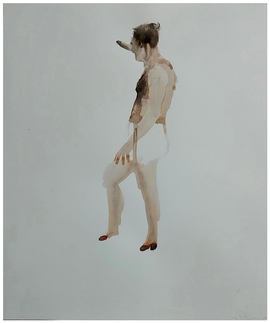 Shay Zilberman (Israeli, b. 1976): Standing man, 2008, Watercolor on paper, 35 x 29 cm, Signed and dated