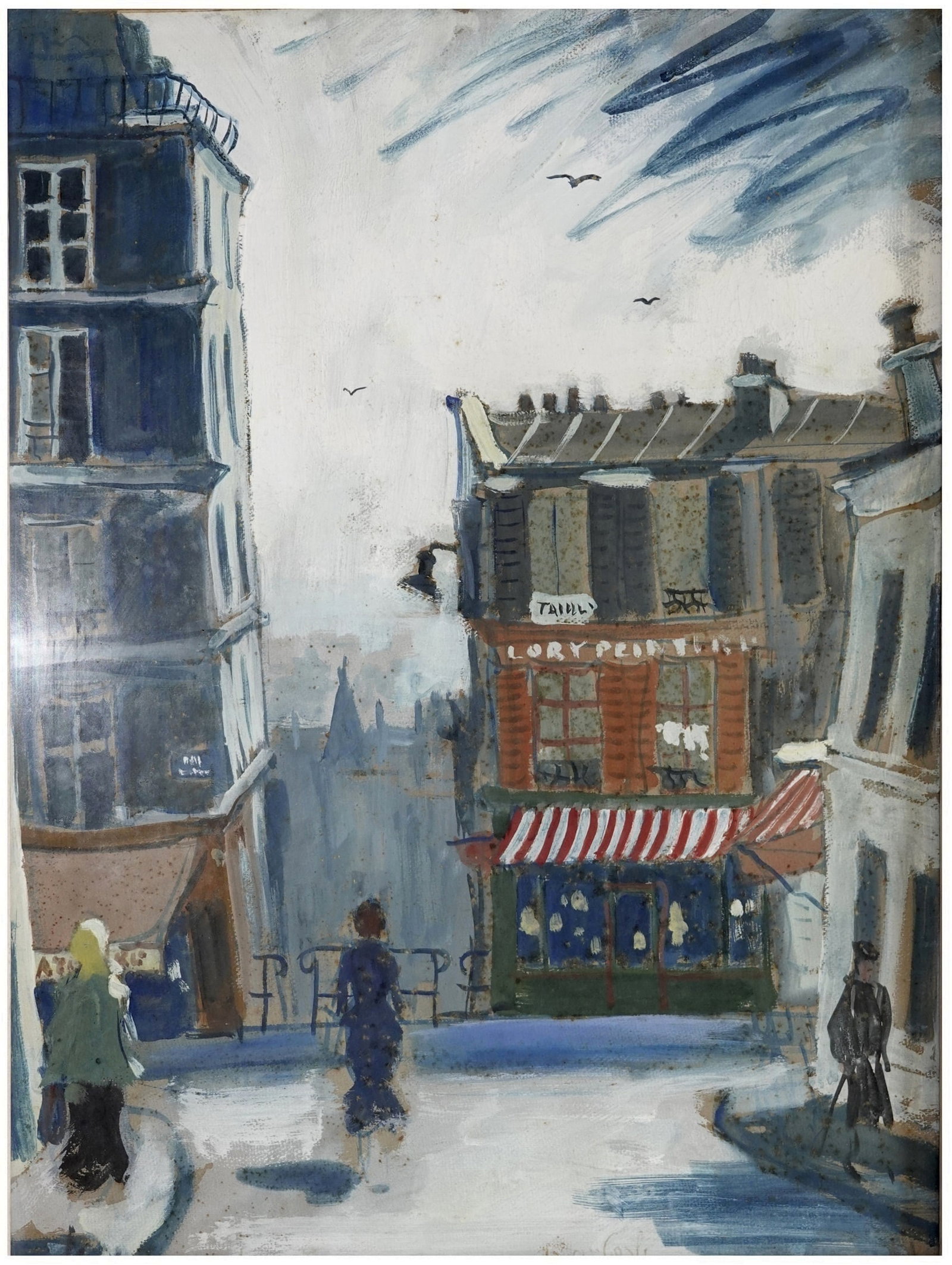 Yehuda Wallersteiner (Israeli - German, 1915-2004): View in Paris, 1950s, Gouache on paper, 62 x 47 cm, Signed