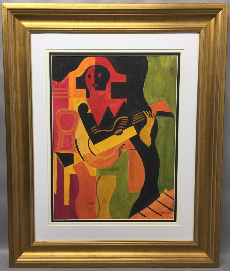 Pablo Picasso Oil on heavy paper: Private Collection 15.50" x 12" (Attrib.) With Attrib Certificate & Provenance 1881 - 1973 was a Spanish painter, sculptor, printmaker, ceramicist, stage designer, poet and playwright who spent most o