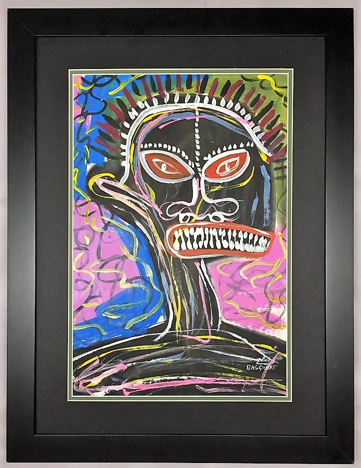 Jean-Michel Basquiat Mixed Media on paper: Private Collection 20" x 13.50" (Attrib.) With Attrib Certificate & Provenance 1960-1988 was an American artist. Born in Brooklyn to a Haitian father and Puerto Rican mother, Basquiat first achieved n