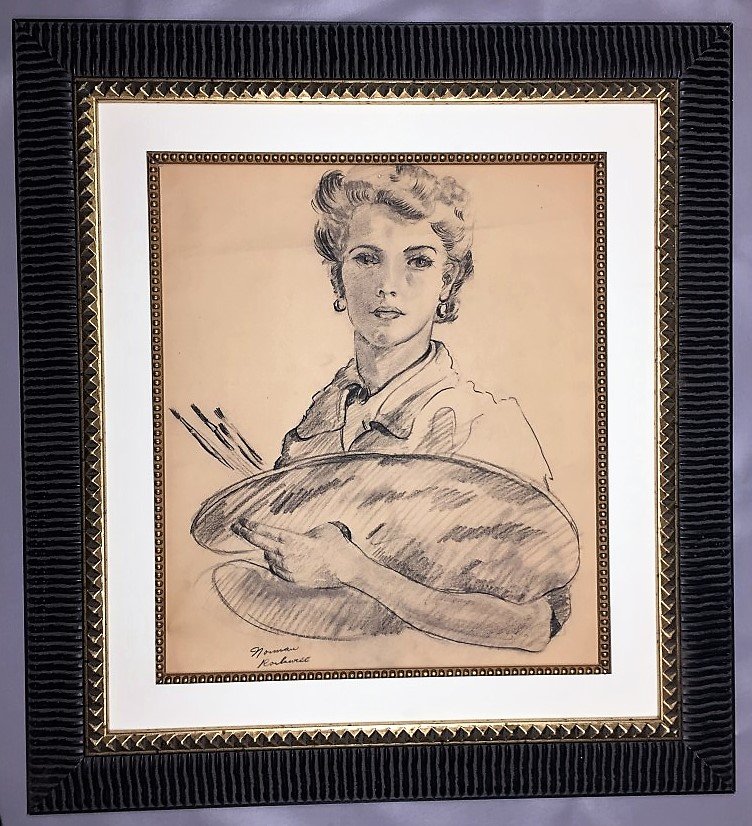 Norman Rockwell Grafite on Paper: Private Collection 25" x 13.50" (Attrib.)With Attrib Certificate & Provenance Norman Rockwell 1894-1978) was a 20th-century American author, painter and illustrator. His works enjoy a broad popular ap