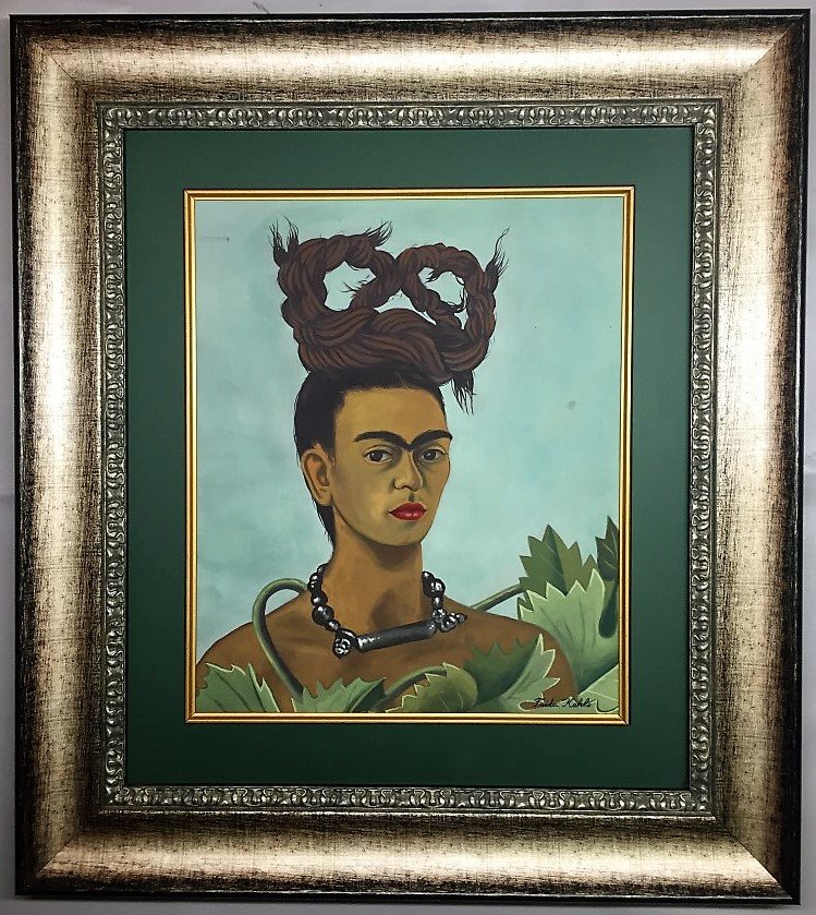 Frida Kahlo Watercolor on paper: Private Collection 18" x 14.50" (Attrib.)With Attrib Certificate & Provenance Frida Kahlo de Rivera 1907-1954 born Magdalena Carmen Frida Kahlo y Calderon was a Mexican painter known for her self-port