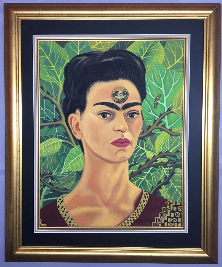 Frida Kahlo Watercolor: Private Collection14" x 11" (Attrib.)With Attrib Certificate & Provenance Frida Kahlo de Rivera 1907- 1954 born Magdalena Carmen Frida Kahlo y Calderon was a Mexican painter known for her self-portrai