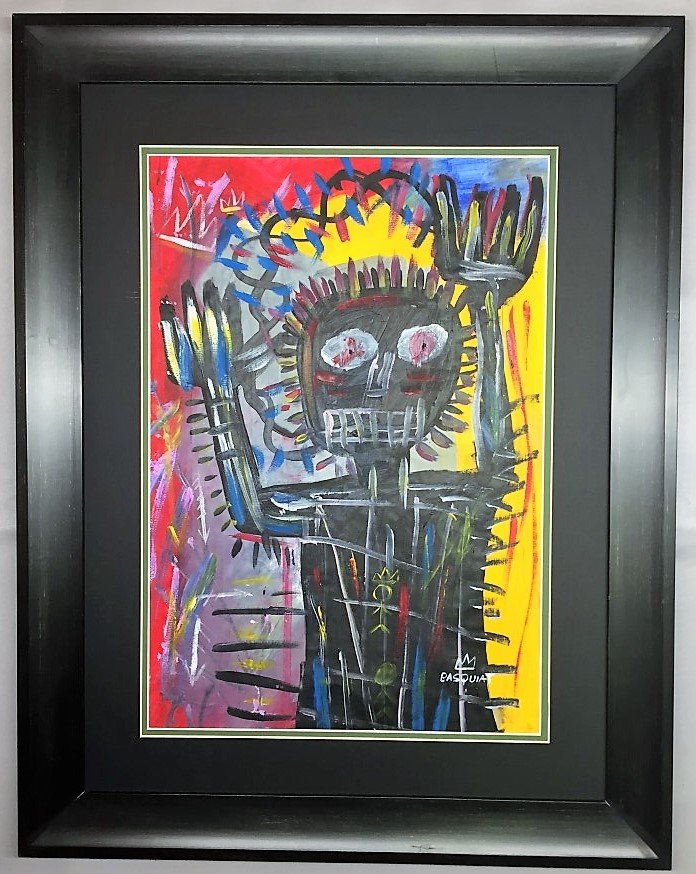 Jean-Michel Basquiat Mixed Media on paper: Private Collection 20" x 12" (Attrib.) With Attrib Certificate & Provenance 1960 - 1988 was an American artist. Born in Brooklyn to a Haitian father and Puerto Rican mother, Basquiat first achieved no