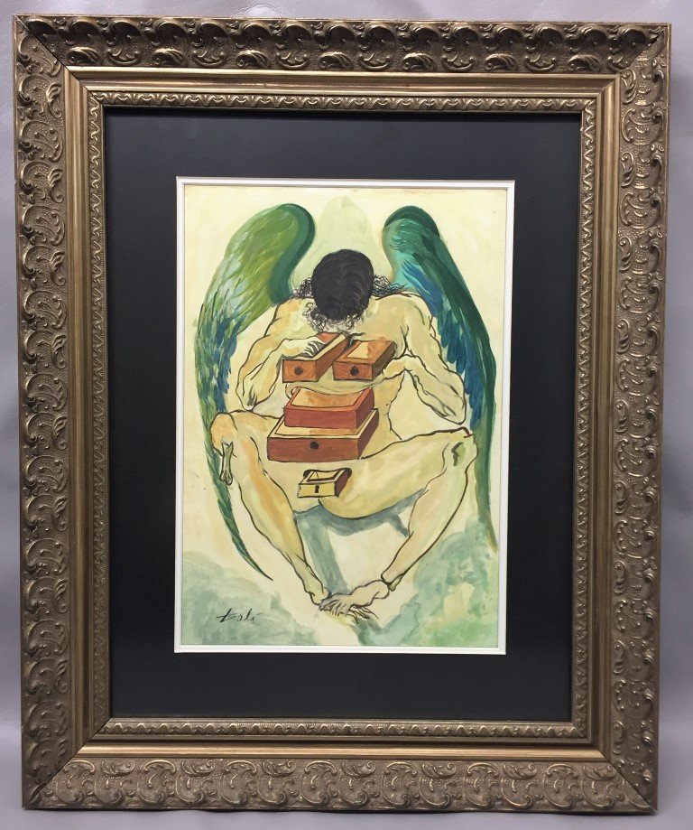 Salvador Dali watercolor: Private Collection 12" x 8.50" (Attrib.)With Attrib Certificate Salvador Dali­ 1904-1989 Catalan,Spanish, was a prominent Spanish surrealist painter born in Figueres, Catalonia, Spain. ( Conditions G