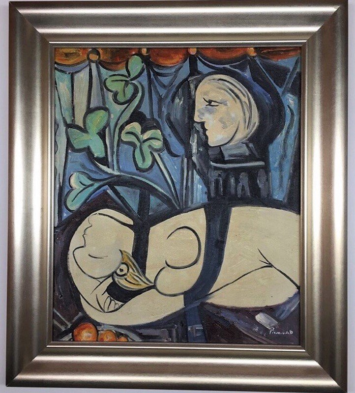 Pablo Picasso Oil on canvas: Private Collection 12.50" x 9.50" (Attrib.) with Attrib Certificate. Pablo Picasso 1881-1973 was a Spanish painter, sculptor, printmaker, ceramicist, stage designer, poet and playwright who spent most