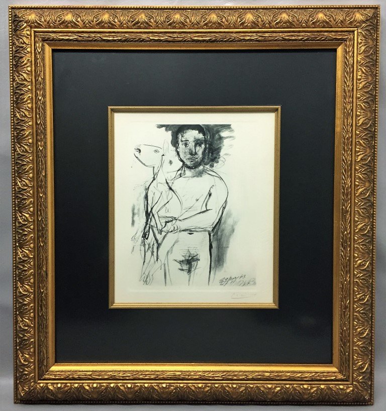 Pablo Picasso Lithography: Private Collection 11" x 9.50" Certificate Pablo Picasso 1881-1973 was a Spanish painter, sculptor, printmaker, ceramicist, stage designer, poet and playwright who spent most of his adult life in Fran