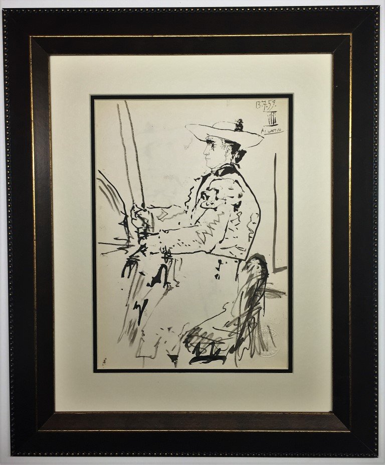 Pablo Picasso Lithograph: Private Collection 11" x 9.50" Certificate Pablo Picasso 1881-1973 was a Spanish painter, sculptor, printmaker, ceramicist, stage designer, poet and playwright who spent most of his adult life in Fran