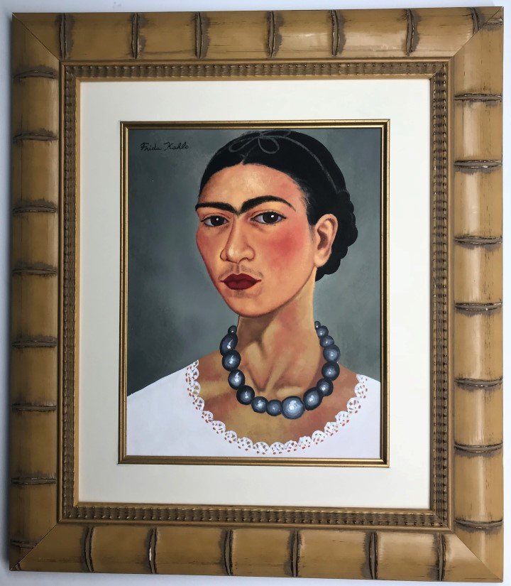 Frida Kahlo Watercolor: Private Collection 13" x 11" Attrib.With Certificate Frida Kahlo de Rivera 1907-1954 born Magdalena Carmen Frida Kahlo y Calderon was a Mexican painter known for her self-portraits. (Condition Good)