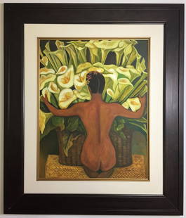 Diego Rivera Gouache on Paper: Private Collection 18.5" x 14.50" Attrib. With certificate Diego Rivera 1886-1957 was a prominent Mexican painter. His large frescoes helped establish the Mexican Mural Movement in Mexican art.