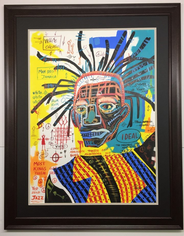 Jean-Michel Basquiat Mixed Media on Heavy paper: Private Collection 29.5" x 23.5" Attrib. with Certificate 1960-1988 was an American artist. Born in Brooklyn to a Haitian father and Puerto Rican mother, Basquiat first achieved notoriety as part of S