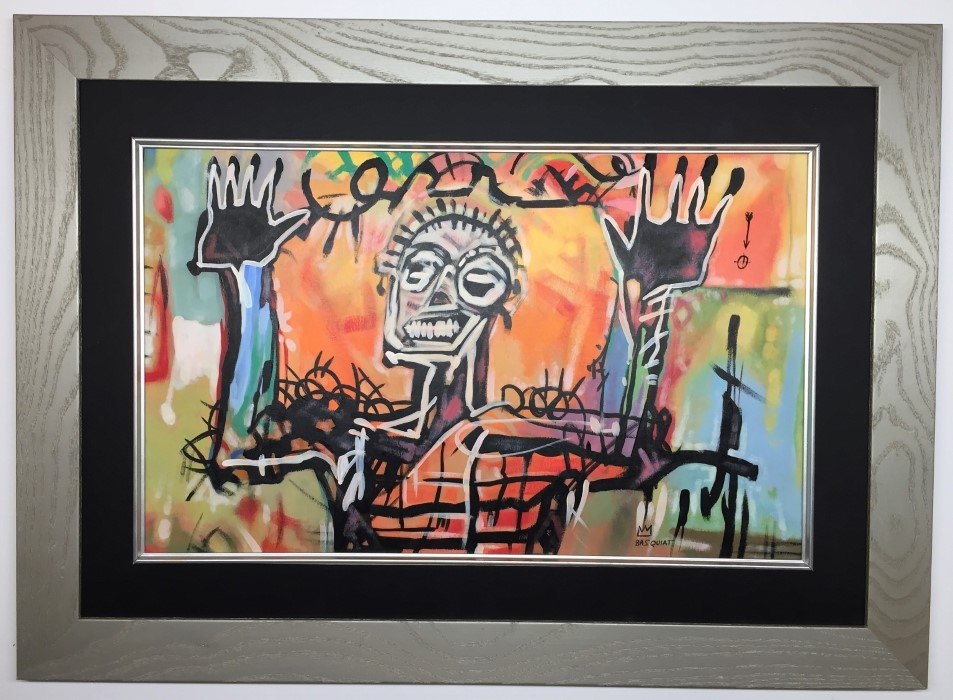 Jean Michel Basquiat Mixed Media on paper: Private Collection 13" x 21.25" Attrib. With Certificate 1960-1988 was an American artist. Born in Brooklyn to a Haitian father and Puerto Rican mother, Basquiat first achieved notoriety as part of SA