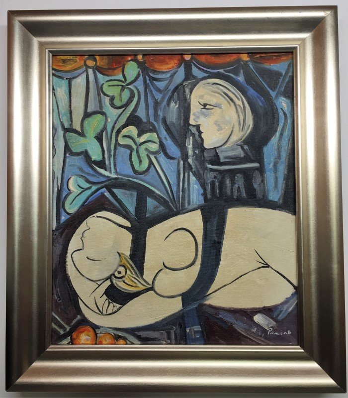 Pablo Picasso Oil on Canvas: Private Collection 17.5" x 14.5" Attrib. with Certificate. Pablo Picasso 1881-1973 was a Spanish painter, sculptor, printmaker, ceramicist, stage designer, poet and playwright who spent most of his ad