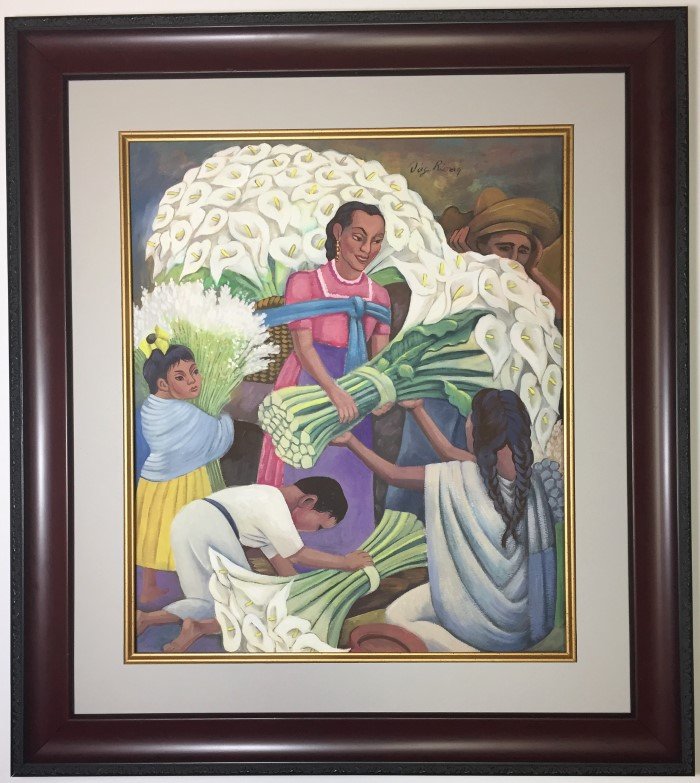 Diego Rivera Watercolor: Private Collection 17.50 x 15" Attrib. with certificate Diego Mari­a de la Concepcion Juan Nepomuceno Estanislao de la Rivera y Barrientos Acosta y Rodri­guez, known as Diego Rivera was a prominent