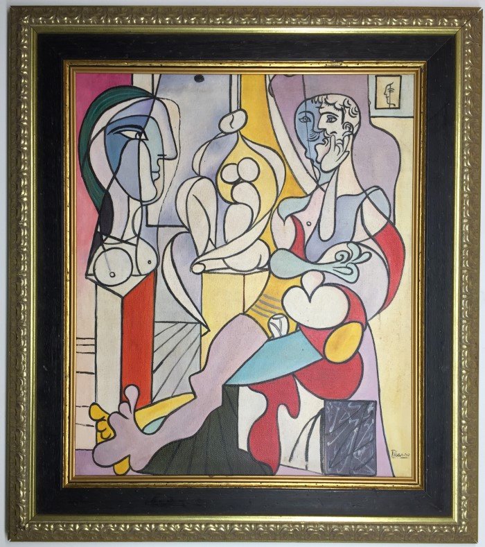 Pablo Picasso Oil on Canvas: Private Collection 23" x 20" Attrib. with Certificate. Pablo Picasso 1881-1973 was a Spanish painter, sculptor, printmaker, ceramicist, stage designer, poet and playwright who spent most of his adult 