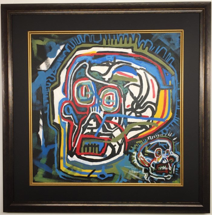 Jean Michel Basquiat Mixed Media on paper: Private Collection 16.5" x 16.5" Attrib. With Certificate 1960-1988 was an American artist. Born in Brooklyn to a Haitian father and Puerto Rican mother, Basquiat first achieved notoriety as part of S