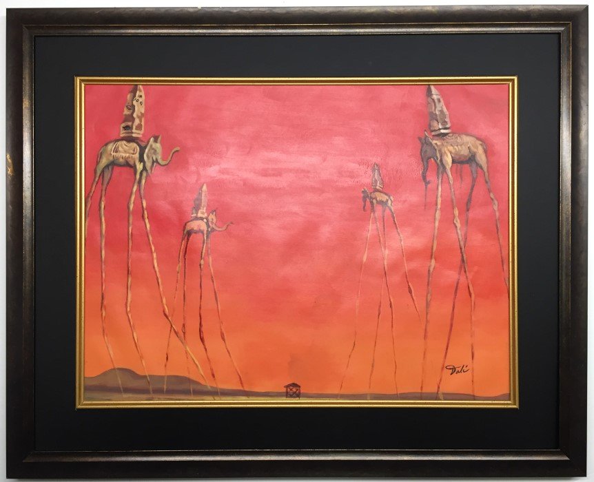 Salvador Dali Gouache on paper: Private Collection 13.5" x 18.5" Attrib. with Certificate Salvador Dali 1904-1989 Catalan,Spanish, was a prominent Spanish surrealist painter born in Figueres, Catalonia, Spain. attributed to Salvador