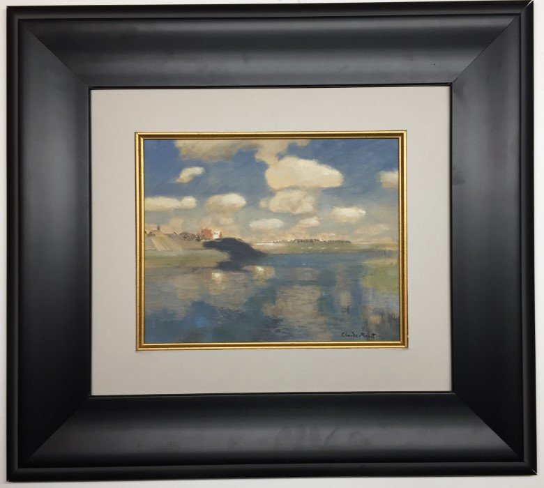 Claude Monet Gouache on paper: Private Collection 8.5" x 10.5" Attrib. with certificate Oscar-Claude Monet was a French painter, a founder of French Impressionist painting and the most consistent and prolific practitioner of the mo