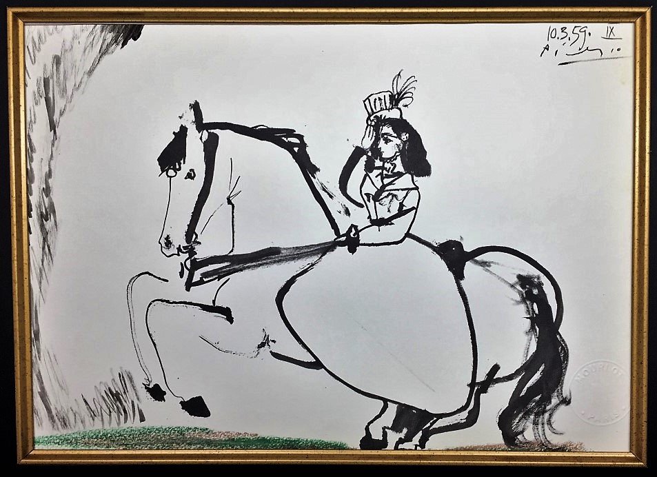 Pablo Picasso Lithograph: Private Collection 15" x 11" Pablo Picasso 1881-1973 was a Spanish painter, sculptor, printmaker, ceramicist, stage designer, poet and playwright who spent most of his adult life in France. ( Conditio