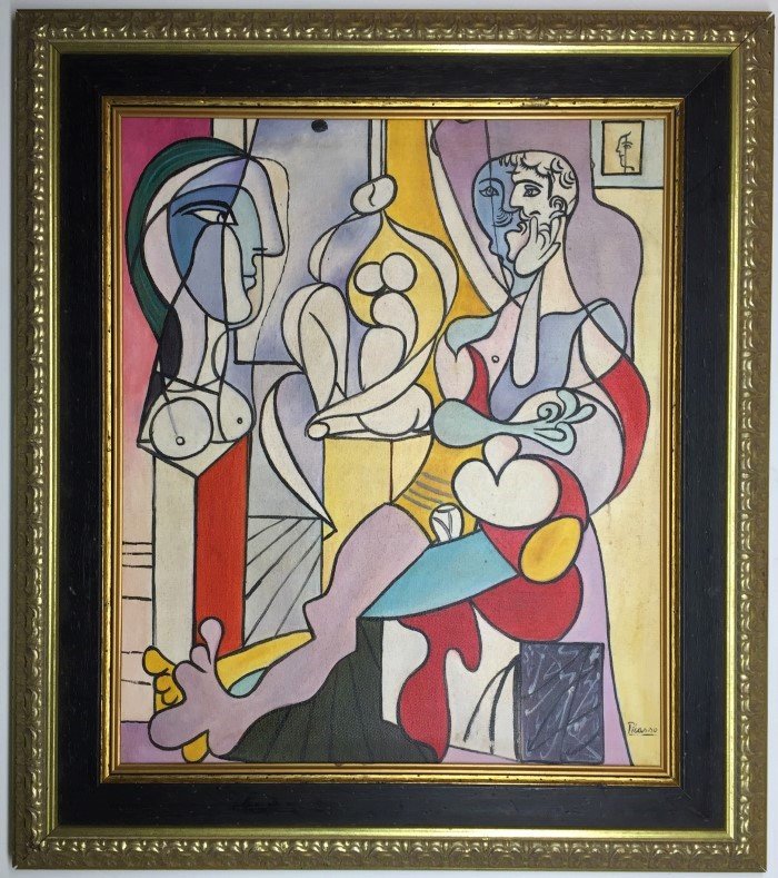 Pablo Picasso Oil on Canvas: Private Collection 23" x 20" Attrib. with Certificate. Pablo Picasso 1881-1973 was a Spanish painter, sculptor, printmaker, ceramicist, stage designer, poet and playwright who spent most of his adult 
