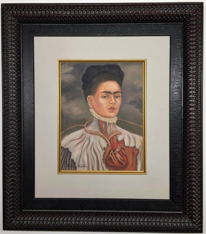 Frida Kahlo Watercolor: Private Collection 10.5" x 8" Attrib. With certificate Frida Kahlo de Rivera 1907 - 1954 born Magdalena Carmen Frida Kahlo y Calderon was a Mexican painter known for her self-portraits. Attributed to 