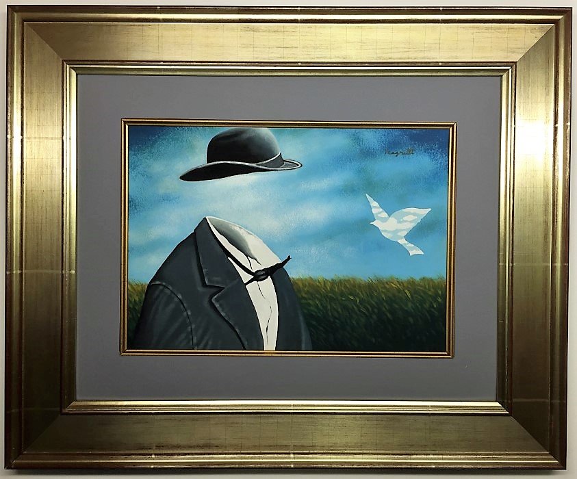 Rene Magritte Gouache on paper: Private Collection 11.50" x 16.25" Attrib. with Certificate Rene Francois Ghislain Magritte was a Belgian surrealist artist. He became well known for creating a number of witty and thought-provoking i