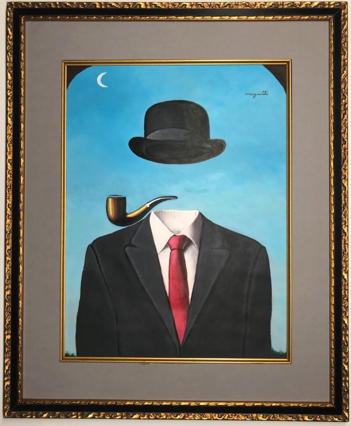 Rene Magritte Gouache on paper: Private Collection 19.5"x 15" Attrib. with certificate.René François Ghislain Magritte was a Belgian Surrealist artist. He became well known for creating a number of witty and thought-provoking imag