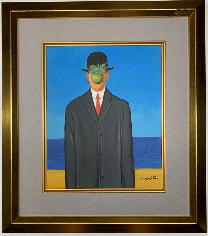 Rene Magritte watercolor: Private Collection 12"x 9.5" Attrib. with certificate.René François Ghislain Magritte was a Belgian Surrealist artist. He became well known for creating a number of witty and thought-provoking image
