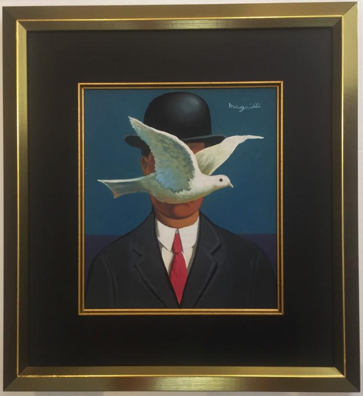 Rene Magritte Gouache on paper: Private Collection 12.5"x 11" Attrib. with certificate .René François Ghislain Magritte was a Belgian Surrealist artist. He became well known for creating a number of witty and thought-provoking ima
