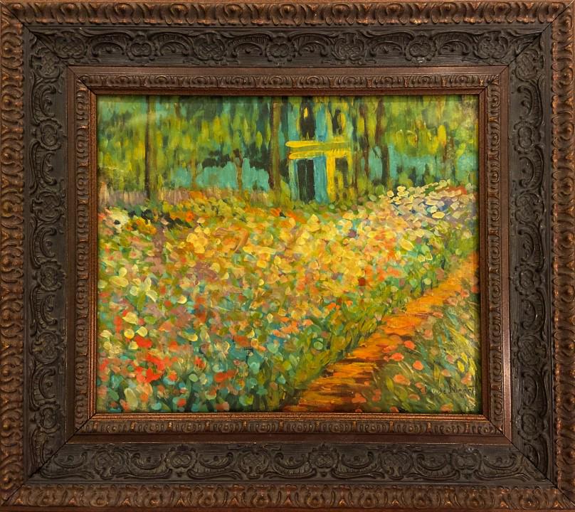 Claude Monet Oil on canvas: Private Collection 11.25" x 13.25" Attrib. with certificate Oscar-Claude Monet was a French painter, a founder of French Impressionist painting and the most consistent and prolific practitioner of the