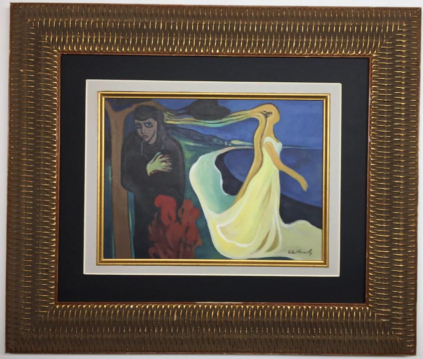 Edvard Munch watercolor on paper: Private Collection 8" x 10" Attrib. with certificate Edvard Munch is best known as being a Norwegian born, expressionist painter, and printer. In 1885, Edvard Munch traveled to Paris, and was extremel