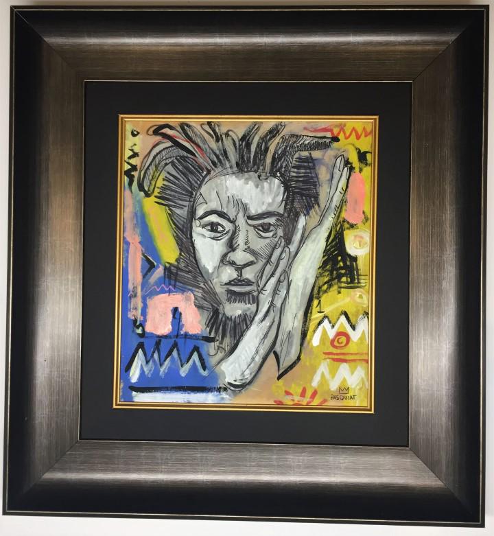 Jean Michel Basquiat Mixed Media: Private Collection 15.5" x 13" Attrib. with certificate Jean-Michel Basquiat was an American artist of Haitian and Puerto Rican descent. Basquiat first achieved fame as part of SAMO, an informal graff