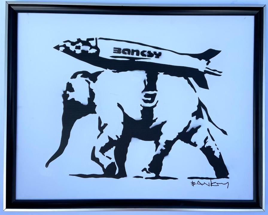 Banksy Spray paint on canvas signed (1 of 4)