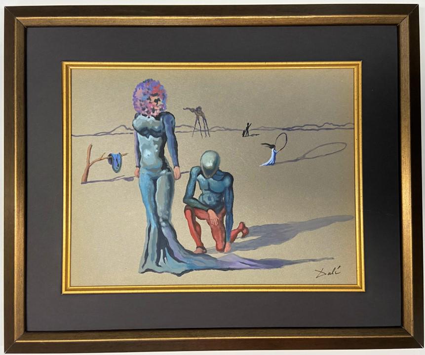 Salvador Dali Watercolor on paper: Private Collection 23" x 19" Attrib. with certificate . Salvador Dali 1904-1989 Catalan,Spanish, was a prominent Spanish surrealist painter born in Figueres, Catalonia, Spain.Born in Figueres, Catalon