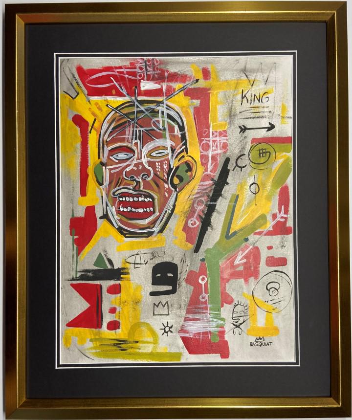 Jean Michel Basquiat Mixed Media: Private Collection 20" x 15.5" Attrib. with certificate Jean-Michel Basquiat was an American artist of Haitian and Puerto Rican descent. Basquiat first achieved fame as part of SAMO, an informal graff
