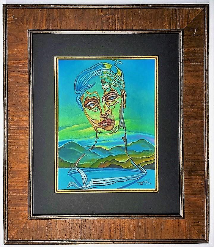 Salvador Dali watercolor on paper: Private Collection 12" x 10.75" Atrrib. with certificate. Born in Figueres, Catalonia, Dalí received his formal education in fine arts at Madrid. Influenced by Impressionism and the Renaissance maste