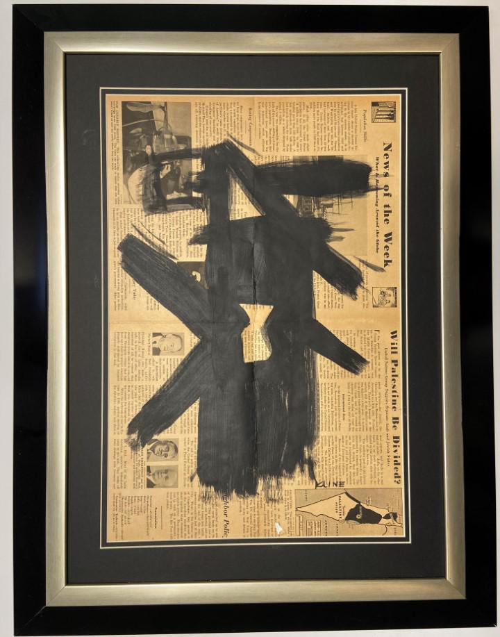 Franz Kline watercolor over the news paper (1 of 5)