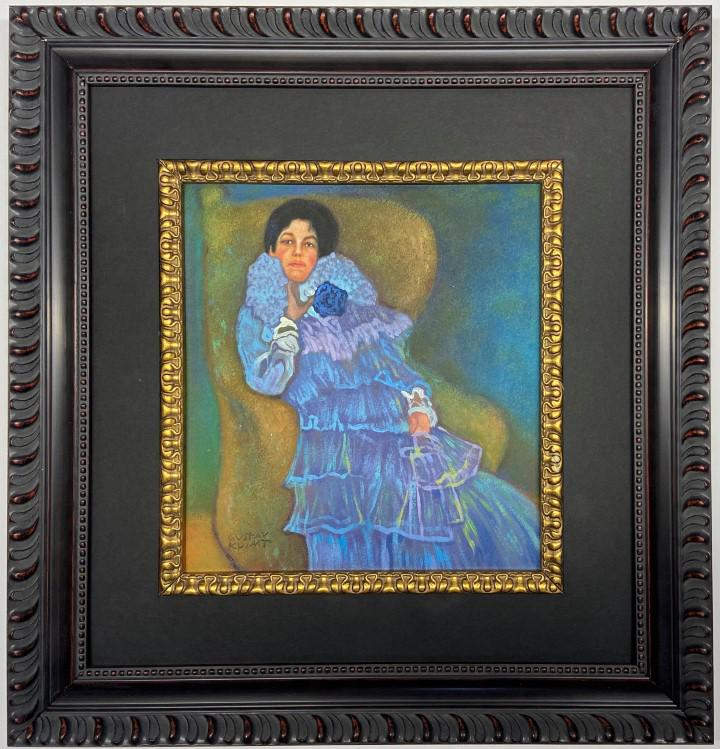 Gustav Klimt watercolor: Private collection 10.5"x 9.5" Attrib. with certificate. Gustav Klimt (July 14, 1862 – February 6, 1918) was an Austrian symbolist painter and one of the most prominent members of the Vienna Secessi