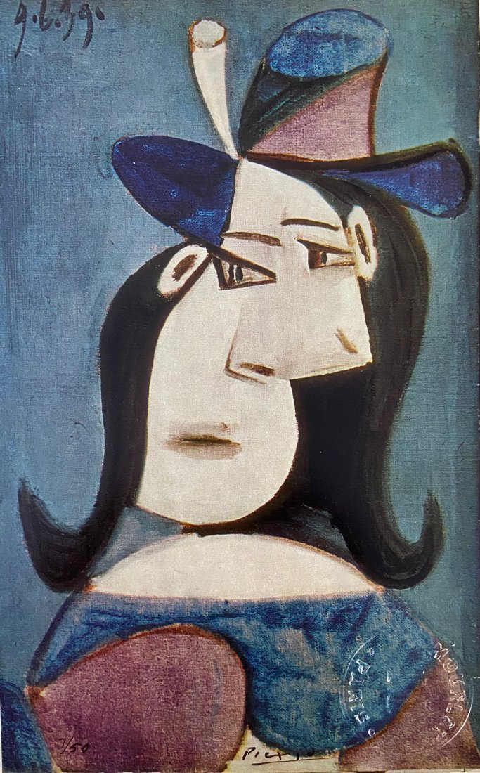 Pablo Picasso Lithograph: Private Collection 15" x 11" .Pablo Ruiz Picasso was a Spanish painter, sculptor, printmaker, ceramicist and theatre designer who spent most of his adult life in France. Regarded as one of the most in