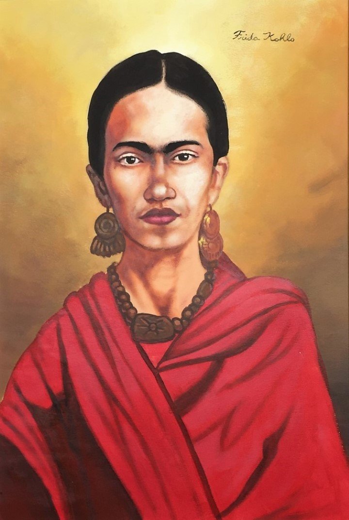 Frida Kahlo Watercolor: Private Collection 18" x 12.50" Attrib. With certificate Frida Kahlo was a Mexican painter known for her many portraits, self-portraits, and works inspired by the nature and artifacts of Mexico. Inspi