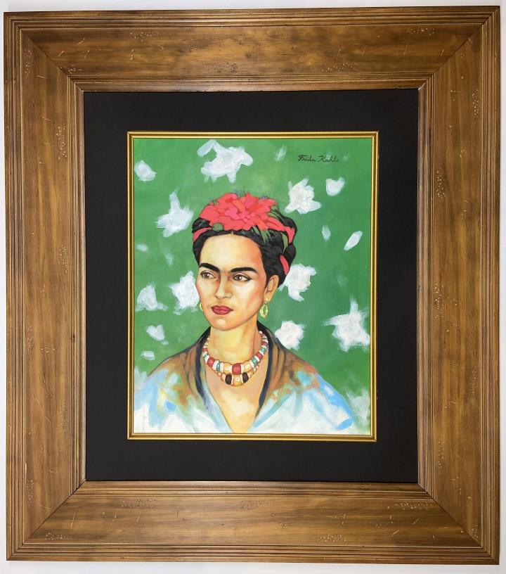 Frida Kahlo Watercolor: Private Collection 15" x 12" Attrib. With certificate. Frida Kahlo was a Mexican painter known for her many portraits, self-portraits, and works inspired by the nature and artifacts of Mexico. Inspire