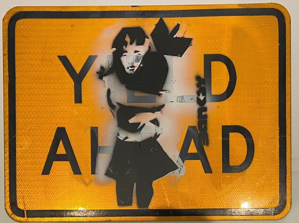 Banksy Spray paint over original sign: Private Collection Banksy is an anonymous England-based graffiti artist, political activist and film director of unverified identity. Their satirical street art and subversive epigrams combine dark hu