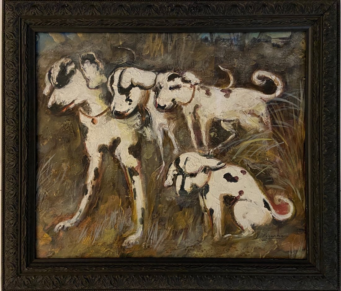 Pablo Picasso Oil on Canvas: Private Collection 16" x 18.50" Attrib. with certificate.Pablo Ruiz Picasso was a Spanish painter, sculptor, printmaker, ceramicist and theatre designer who spent most of his adult life in France. Reg